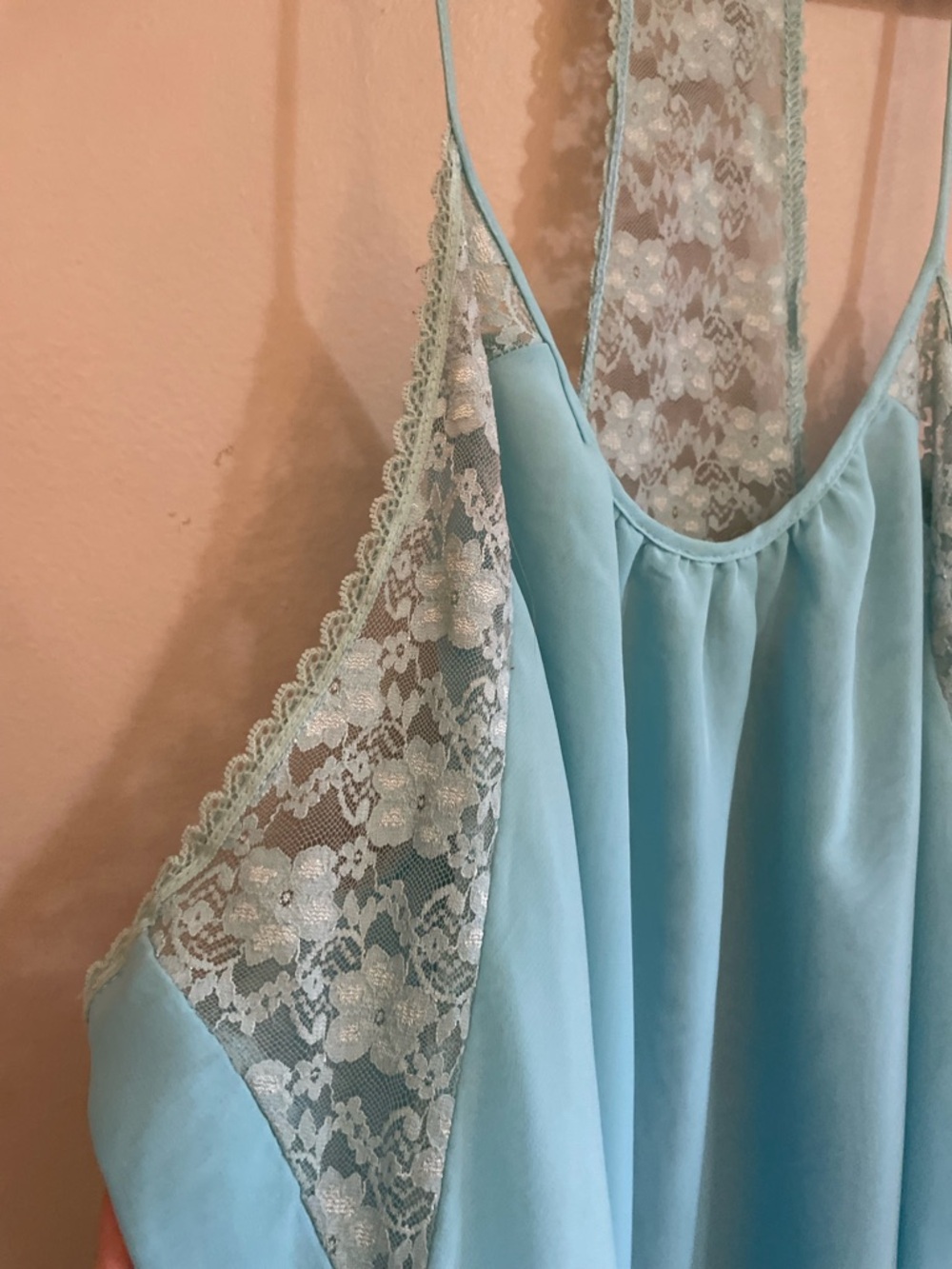 4/$20➡️ La Vie En Rose Aqua Blue Lace-Back Chemise – Size XL Fair *Flaw - Picture 5 of 15
